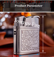 Load image into Gallery viewer, Embossed Butane Gas Lighter Jet Metal Windproof Torch Cigarette Cigar Lighter Retro Press Ignition Smking Accessories