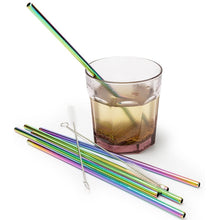 Load image into Gallery viewer, 10Pcs Reusable Drinking Straw Metal Straws 304 Stainless Steel Straws Set with Brush Bar Cocktail Straw for Glasses Drinkware