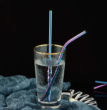 Load image into Gallery viewer, 10Pcs Reusable Drinking Straw Metal Straws 304 Stainless Steel Straws Set with Brush Bar Cocktail Straw for Glasses Drinkware