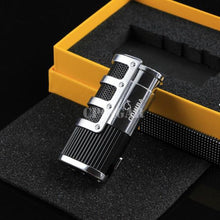 Load image into Gallery viewer, COHIBA Cigar Lighter Refillable Butane Gas 3 Torch Jet Flame Windproof Cigarette Smoking Lighter W/ Cutter Punch Gift Box