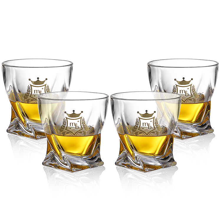 Authentic My-Bar classy Twisted Scotch Glasses, set of 4 100% lead free