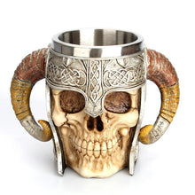 Load image into Gallery viewer, Stainless Steel Skull Mug Viking Drinking Cup Skeleton Resin Beer Stein Tankard Coffee Mug Tea Cup Halloween Gift Bar Drinkware
