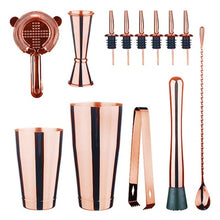 Load image into Gallery viewer, Cocktail Shaker Bar Set: 2 Weighted Boston Shakers,Cocktail Strainer Set,Jigger,Muddler and Spoon, Ice Tong and 2 Bottle Pourer
