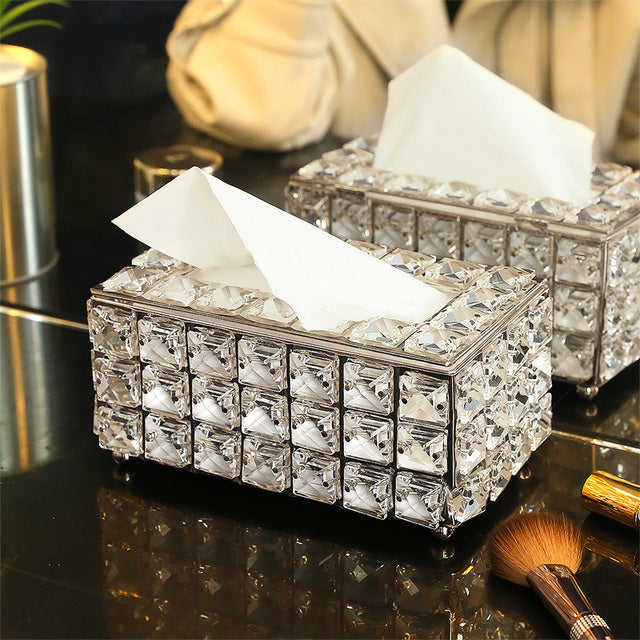 Crystal Facial Tissue Box Holder Crystal Cube Napkin Dispenser Bedroom Office Hotel Cafe Coffee House Bar