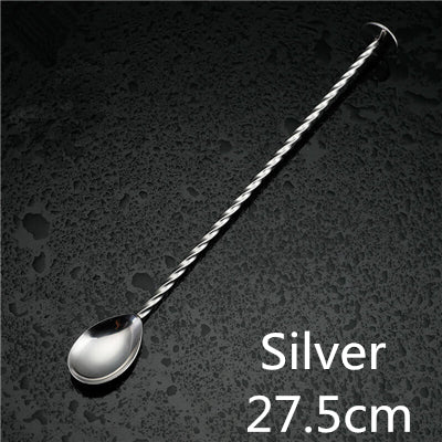 27.5cm Stainless Steel Cocktail Bar Spoon Disc Tail  Drink Mixer Bar Stirring Mixing