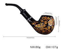 Load image into Gallery viewer, Black Carved Resin Bakelite Smoking Pipe Set Retro Tobacco Pipe With Filter Send Pipe Tools Accessories CF292
