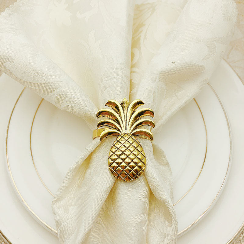 10pcs/lot Hot sale pineapple napkin ring metal plating napkin ring ring stand wedding holiday party table decoration