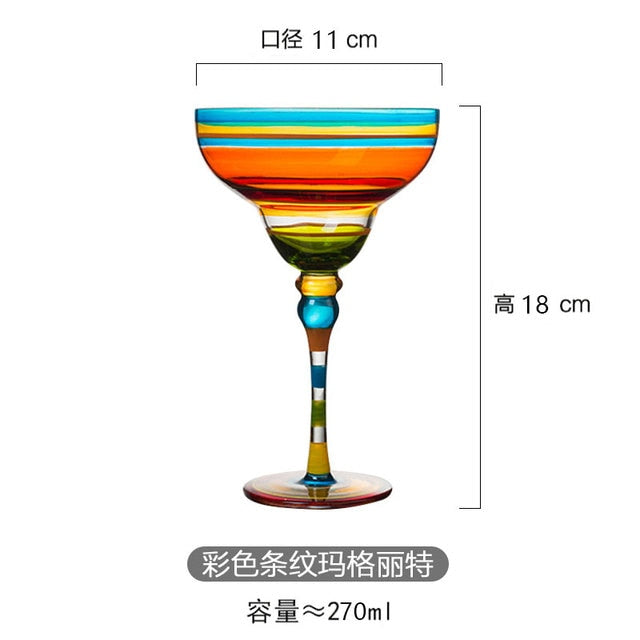 Handmade Colorful Cocktail cup Europe Goblet Cup Champagne cup Creative Wine glasses Bar Party Home DrinkWare wedding gifts