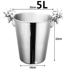 Load image into Gallery viewer, 2.2L  5L Ice Buckets Stainless Steel Wine ice Bucket Wine Chiller Wine Bottle Cooler Champagne Beer Chiller Ice Barrel
