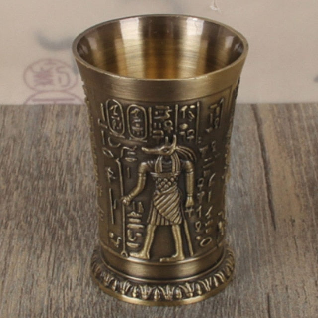 Shot Glass 1oz Metal Vintage Egyptian Chalice Creative Wine Shot Glasses Personalized Sip Glass Used for Tequila Vodka Cocktail