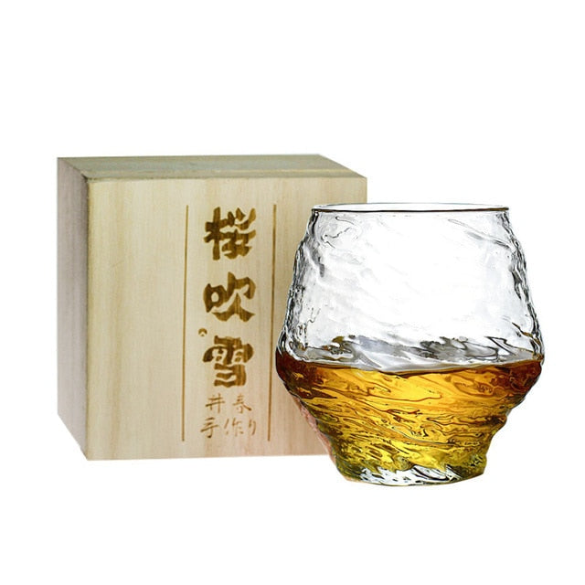 Japanese Hazy Air Wine Glass Snowflakes Falling Whiskey Tumbler Hammer Pattern Whisky Cup XO Brandy Drinking Glasses Wineglass