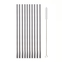Load image into Gallery viewer, 10Pcs Reusable Drinking Straw Metal Straws 304 Stainless Steel Straws Set with Brush Bar Cocktail Straw for Glasses Drinkware
