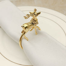 Load image into Gallery viewer, 12Pcs/Lot New Christmas Fawn Napkin Ring Gold Silver Napkin Ring Metal Napkin Buckle Suitable For Wedding Holiday Party Supplies
