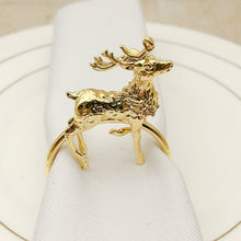 Load image into Gallery viewer, 12Pcs/Lot New Christmas Fawn Napkin Ring Gold Silver Napkin Ring Metal Napkin Buckle Suitable For Wedding Holiday Party Supplies
