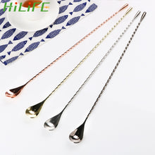 Load image into Gallery viewer, HILIFE 30/40cm Stainless Steel Stir Bar Spoon Mixing Ounces Cocktail Spoon Spiral Pattern Bartender Tools Teadrop Spoon Bar Tool

