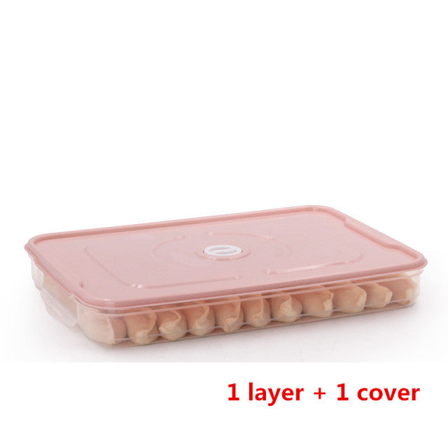 Refrigerator Food Storage Box Multilayer Stackable Kitchen Organizer Fresh Box with Cover Dumplings Vegetable Holder Microwave