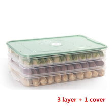 Load image into Gallery viewer, Refrigerator Food Storage Box Multilayer Stackable Kitchen Organizer Fresh Box with Cover Dumplings Vegetable Holder Microwave
