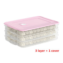 Load image into Gallery viewer, Refrigerator Food Storage Box Multilayer Stackable Kitchen Organizer Fresh Box with Cover Dumplings Vegetable Holder Microwave
