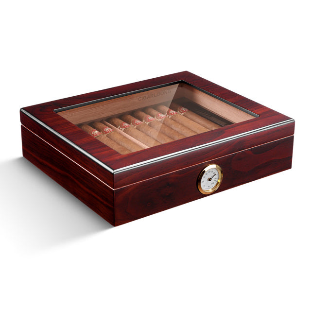 Cigar Humidor Box Cedar Wood With Humidifier For Cohiba Cigar Portable Travel Case Cigar Box With Metal Hygrometer Fit 35pcs