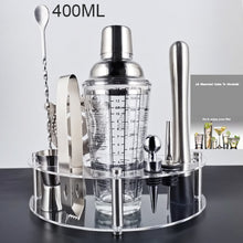 Load image into Gallery viewer, Bar Boston Cocktail Shaker Sets with Cocktail SHAKER, Strainer, Ice Tongs, Double Bar Jigger, Pourer, Muddler And Cocktail Stand
