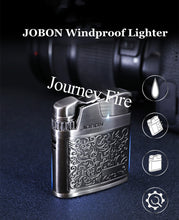 Load image into Gallery viewer, Embossed Butane Gas Lighter Jet Metal Windproof Torch Cigarette Cigar Lighter Retro Press Ignition Smking Accessories
