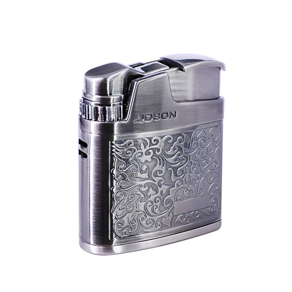 Embossed Butane Gas Lighter Jet Metal Windproof Torch Cigarette Cigar Lighter Retro Press Ignition Smking Accessories